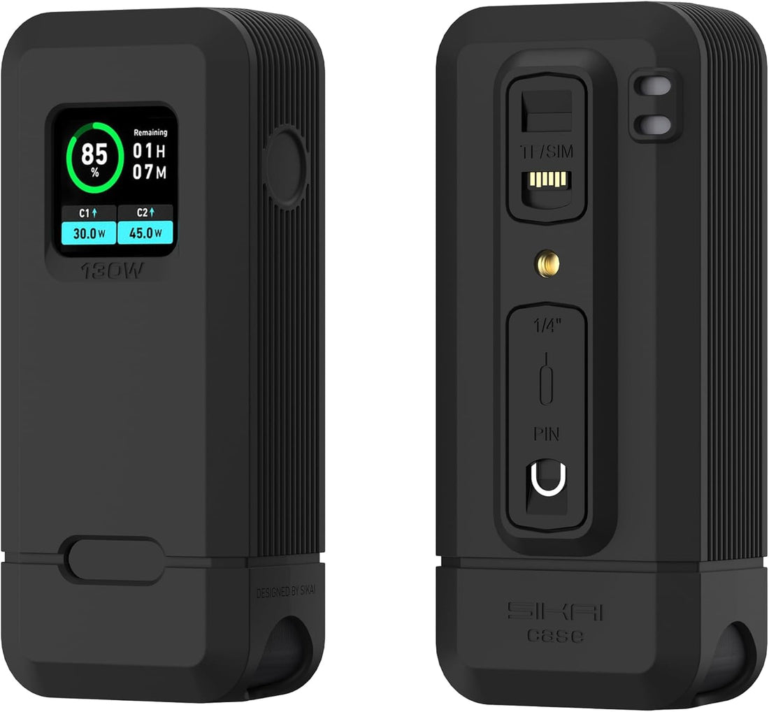 SIKAI Case Compatible with Anker Power Bank 130W(12,000mAh), Skin-Friendly Anti-Lost Protective Power Cover for Anker Power Bank Case with SD Card Slot, Card Pin Storage Slot (Black)