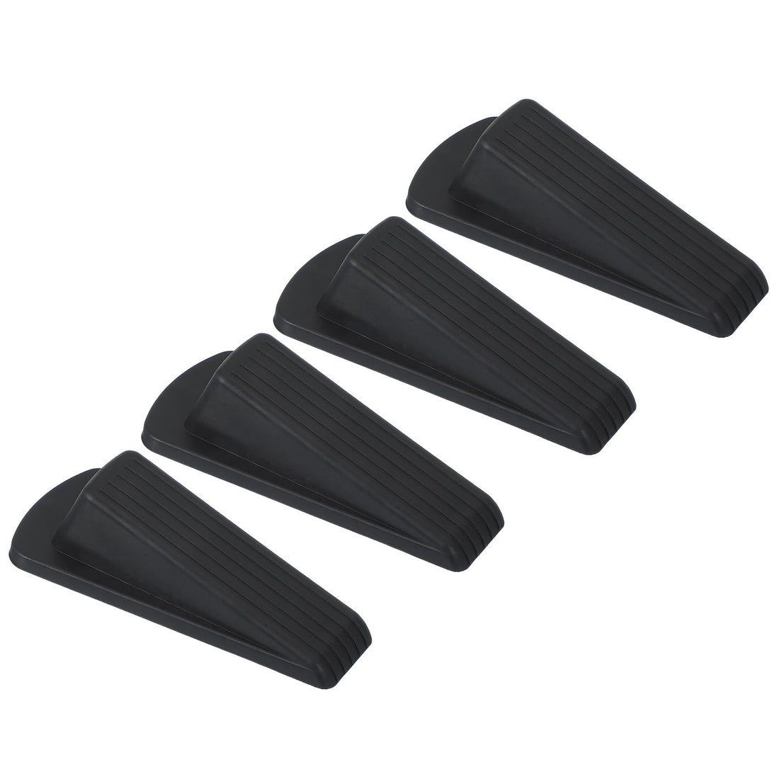 PATIKIL Door Stoppers for Bottom of Door, 4 Pack Sturdy Stackable Rubber Door Stopper Wedge for Tile Concrete Carpet Wood Heavy Duty Door, Black