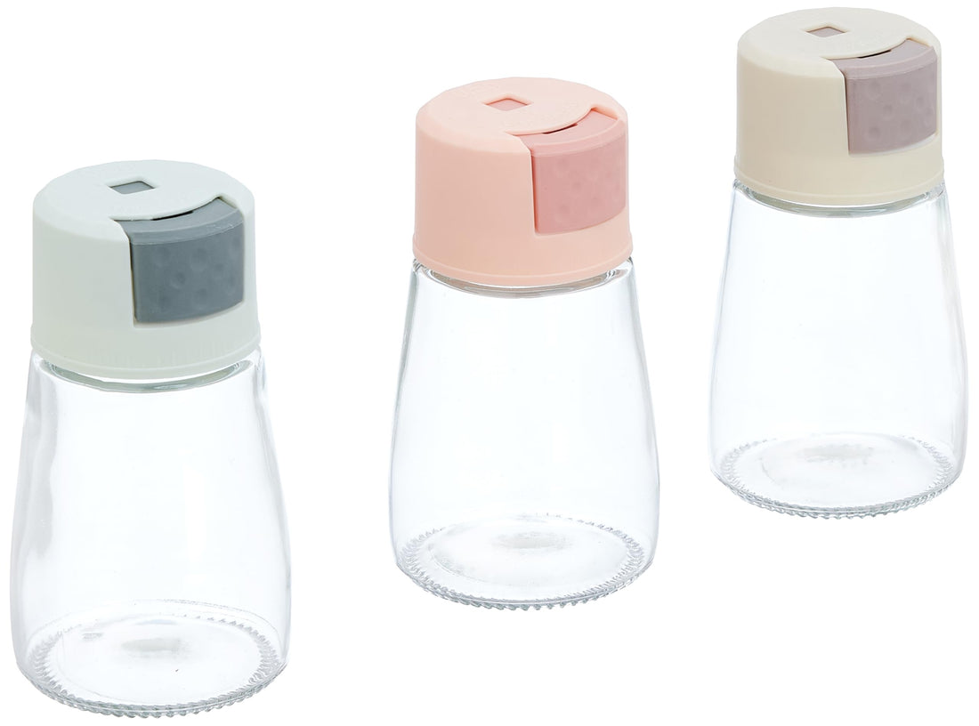Home Care QQ-631 3-Piece Glass Salt Shaker Set Stylish Kitchen Dining, Transparent Glass