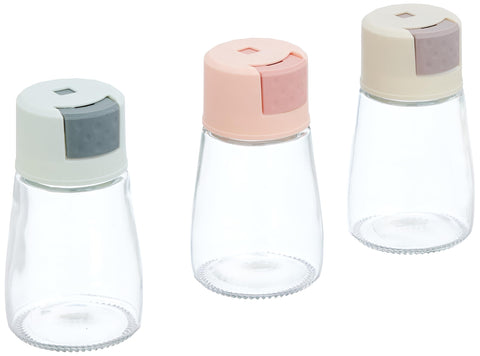 Home Care QQ-631 3-Piece Glass Salt Shaker Set Stylish Kitchen Dining, Transparent Glass