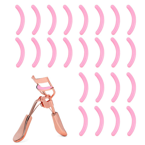 24 Pcs Eyelash Curler Refills, 3.5cm x 0.4cm Soft Rubber Silicone Eyelash Curler Pads, Reusable Eyelash Replacement Refills Pads with a Mini Storage Box for Eyelash Curler Makeup Tool