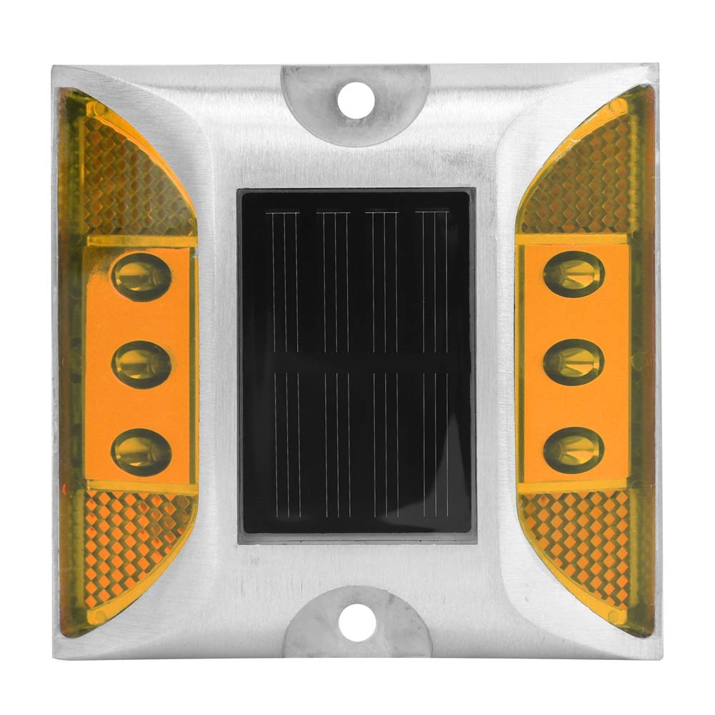LED Road Reflector,Solar Power Ground Marker Lights,Waterproof Outdoor Driveway Road Highway Spike Lamp,Road Ground Light for for Road,Deck,Dock,Driveway,Garden(Yellow)