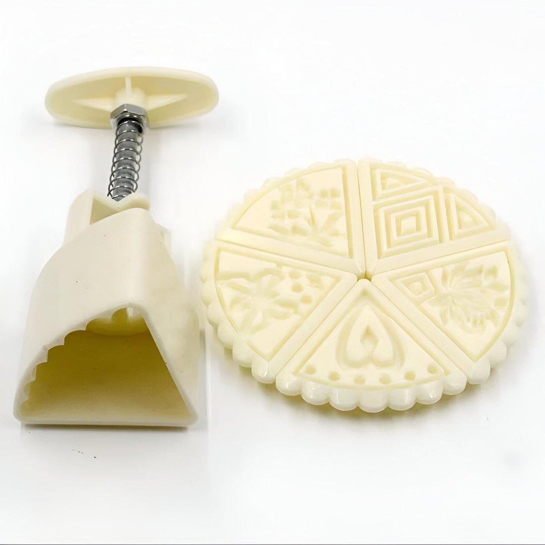 Cookie Mold Set - A versatile DIY collection featuring 5 stamps, a cookie press mold, cutter, cake shapes, moon motifs, and autumn-inspired decorating ideas for home bakers.
