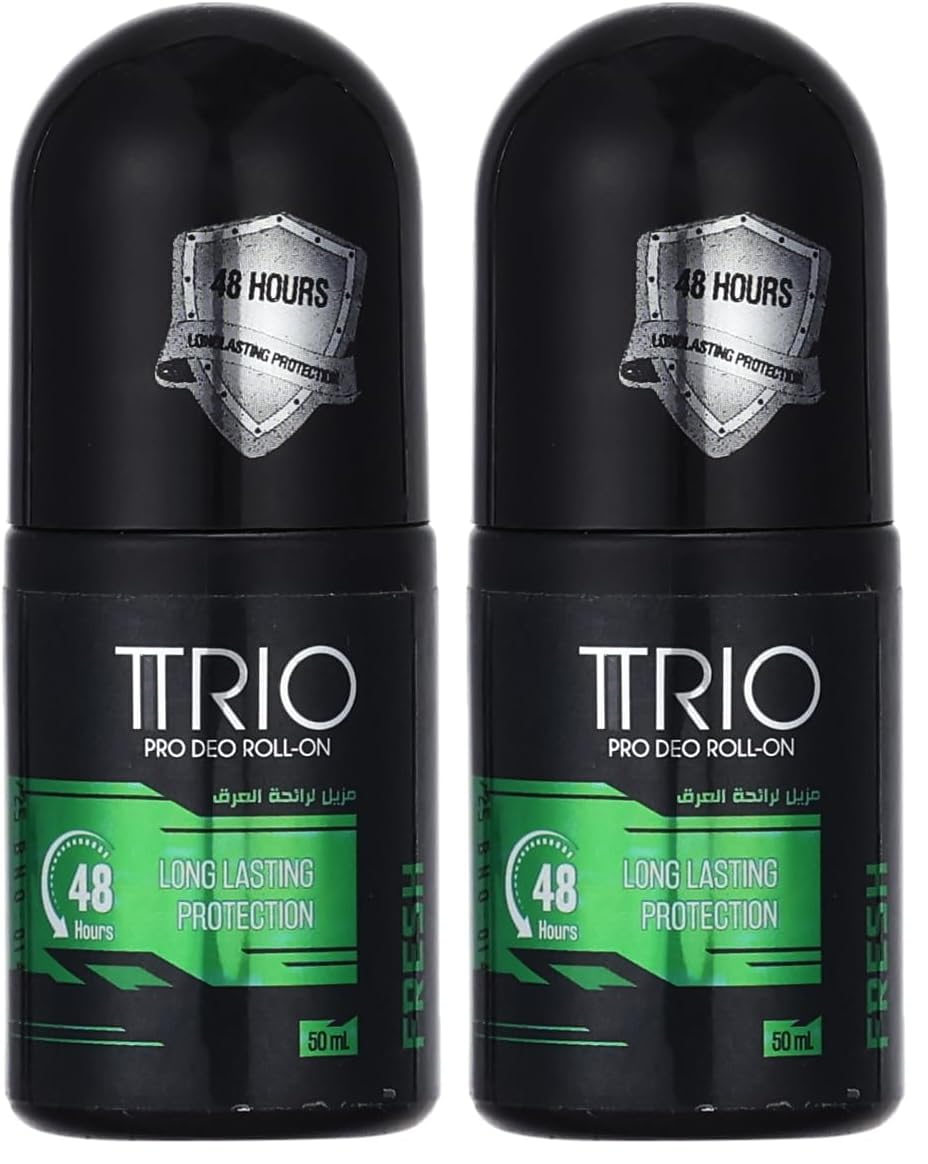 Trio fresh roll on deodorant for men, 50 ml (Pack of 2)