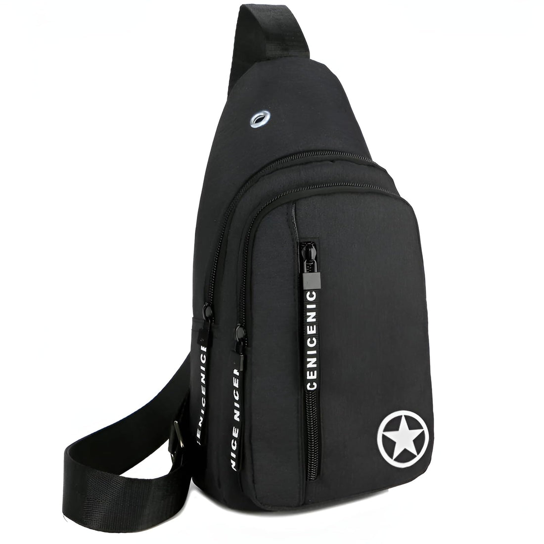 Small Crossbody Bag, Multifunctional Small Chest Shoulder Backpack Travel Bag, Thick Canvas Multi-Pocket Waterproof Travel Bag for Men Women Boys with Earphone Hole