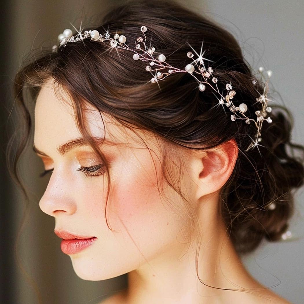 Wedding Headpiece Bride Hair Accessories Bridal Pearl Hair Vine for Women