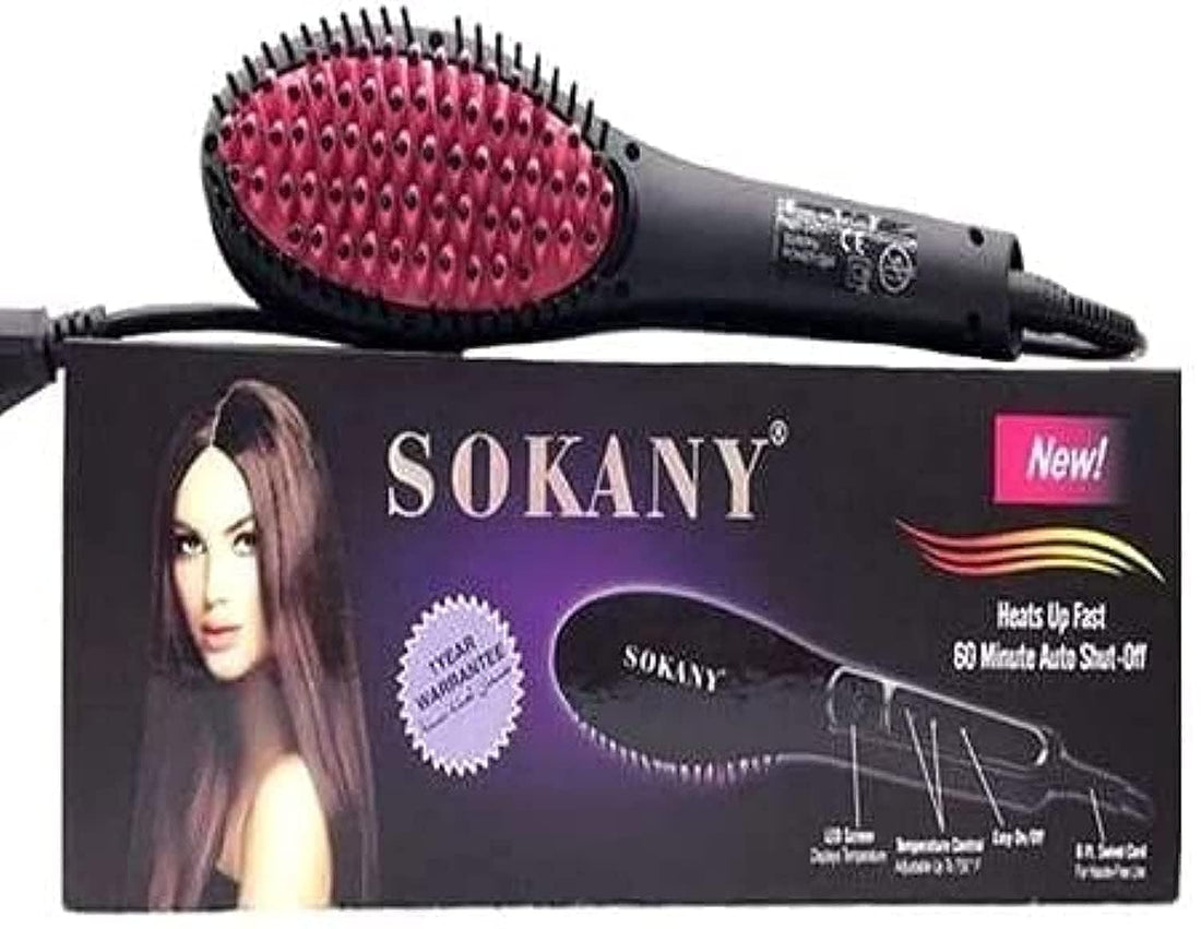 Sukani hs-053 ceramic heat straightening lcd hair straightener brush ceramic hair straightener - black