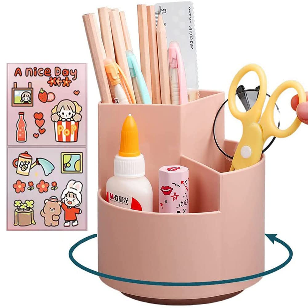 360-Degree Rotating Pen Holder, Spinning Pencil Pen Desktop Organizer Cute Pencil Cup Pot for Home, Office, Kids