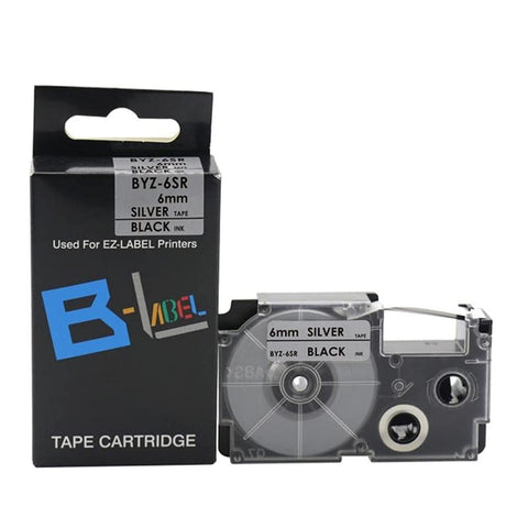 B-LABEL TAPE CARTRIDGE USED FOR EZ-LABEL PRINTERS - 6MM X 8M SILVER LABEL TAPE - 1 ROLL