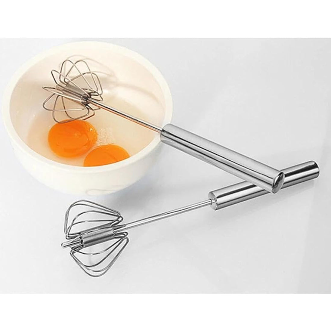 Stainless Steel Hand Press Egg Beater Mixer Easy Whisk Semi-Automatic Spring Mechanical Whisk Milk Frother for Cream, Now in Al-Israa (2 Pieces))