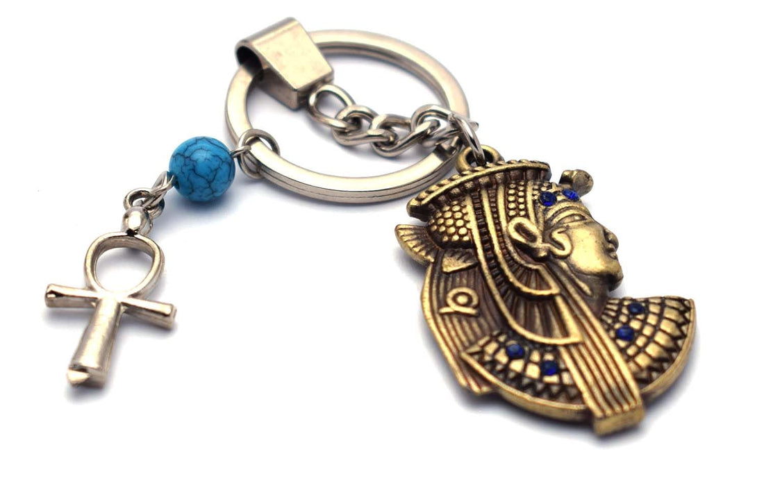 immatgar pharaonic Cleopatra keychain Egyptian souvenirs gifts from egypt Pharaoh (Burnt Yellow with ankh key)