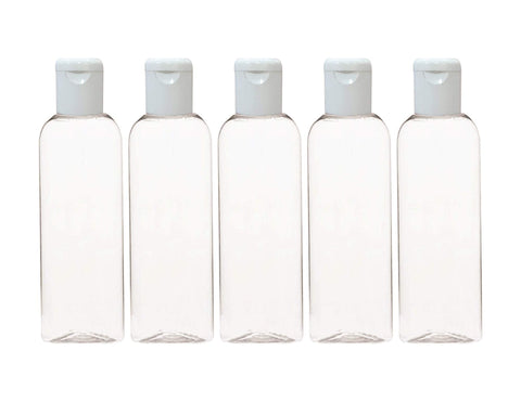Zenvista Empty Cosmetic Containers for Shampoo, Hair Oil, Sanitizer With White Flip Top Cap/Dispenser, Lotion Pump, Transparent Bottle - 100ml (Pack of 5)