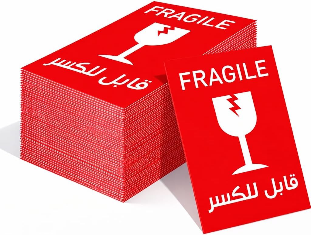 OVA 1 Piece Fragile Stickers – Strong Adhesive Packaging Stickers for Shipping, Moving & Glass Items