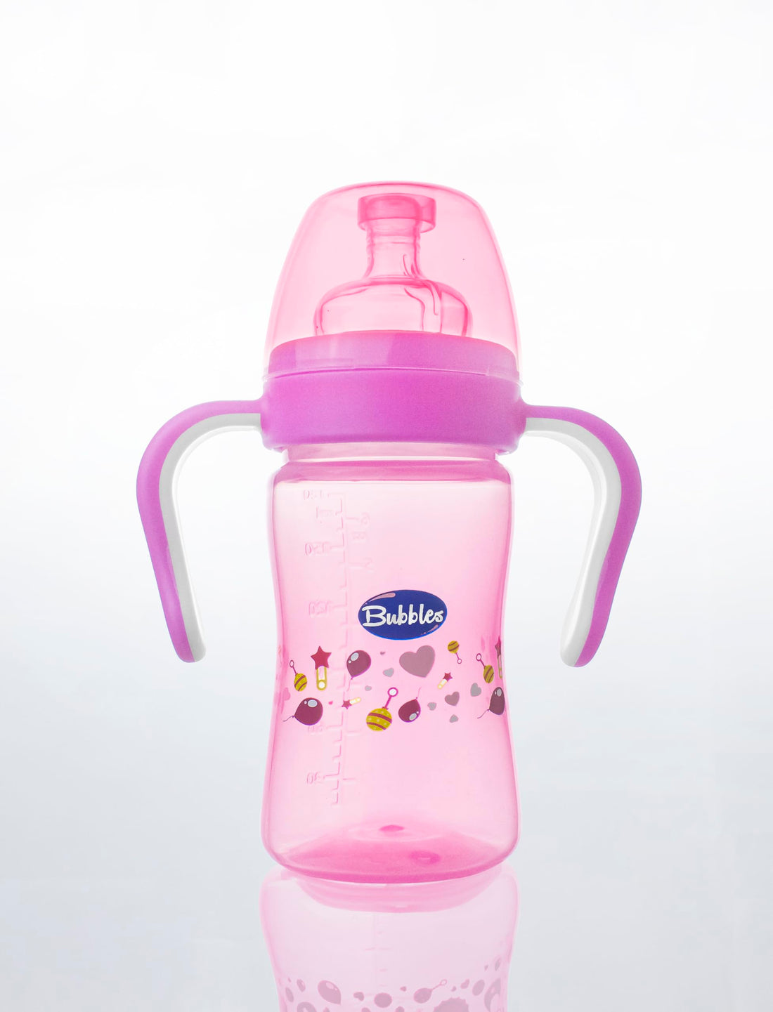 Bubbles Classic feeding bottle with hand180ml Rose
