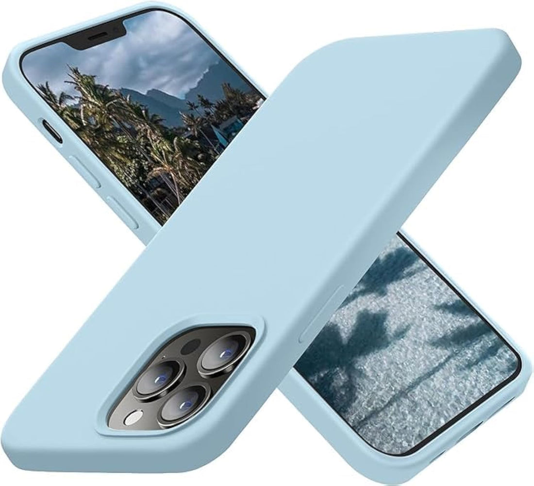 Silicone Ultra Slim Shockproof Protective Case with Microfiber Lining for iPhone 13 Pro, 6.1in, Sky Blue