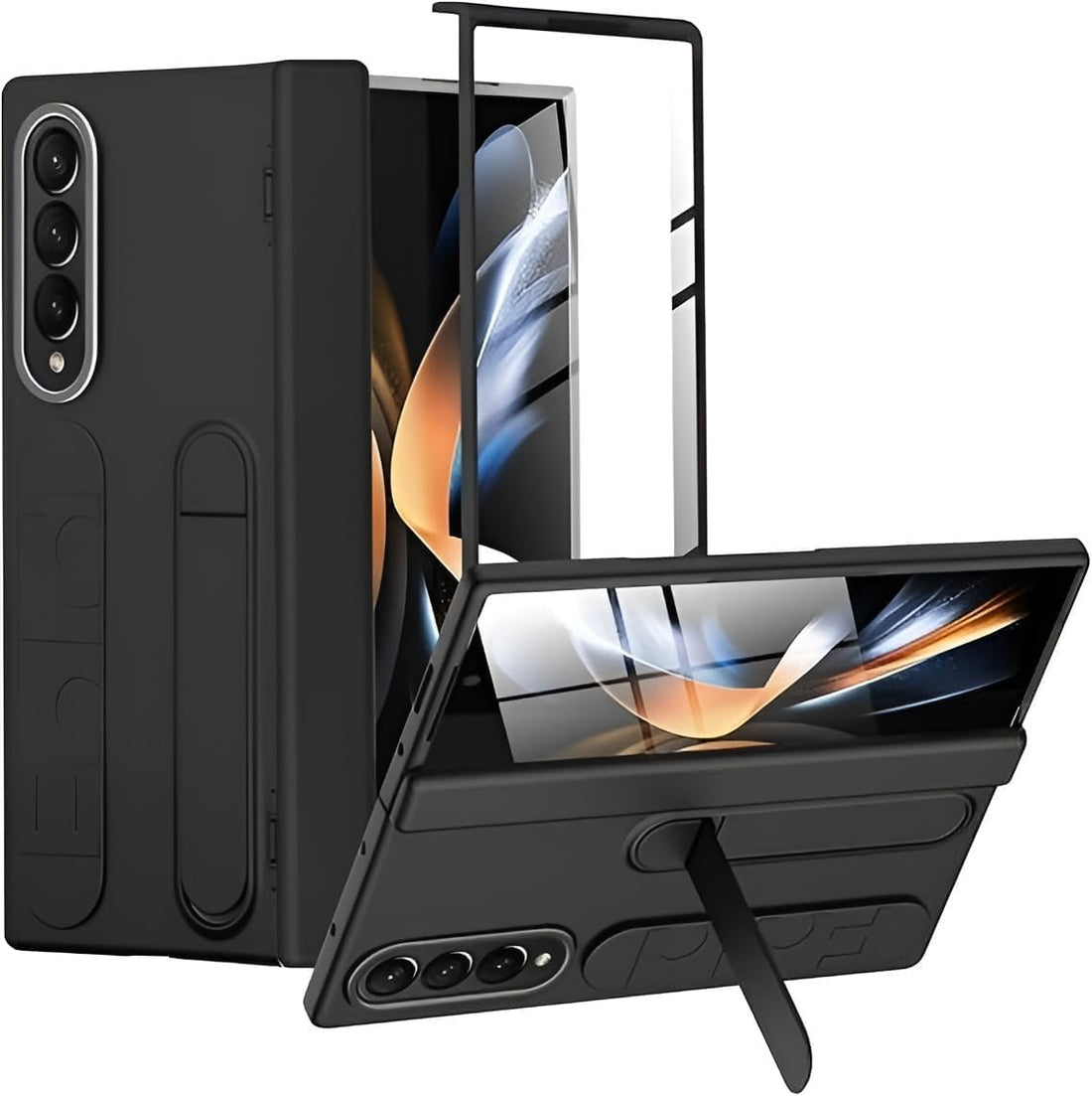 Nopatia Case for Samsung Galaxy Z Fold 4 7.6 Inch Hinge Built-in Screen Protector Hard PC Cover Shockproof Anti-Scratch Full Body Armor Durable Anti-Drop (Black)