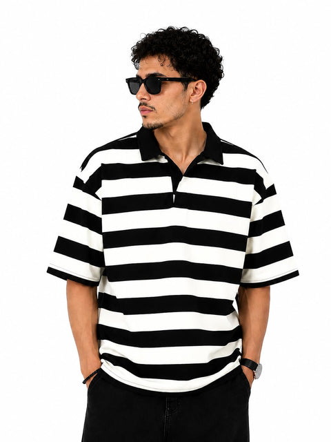 Boxy Fit Polo T-Shirt, Comfortable Cotton, Modern Loose Fit, Short Sleeve, Casual or Classic Fit for Everyday and Outdoor