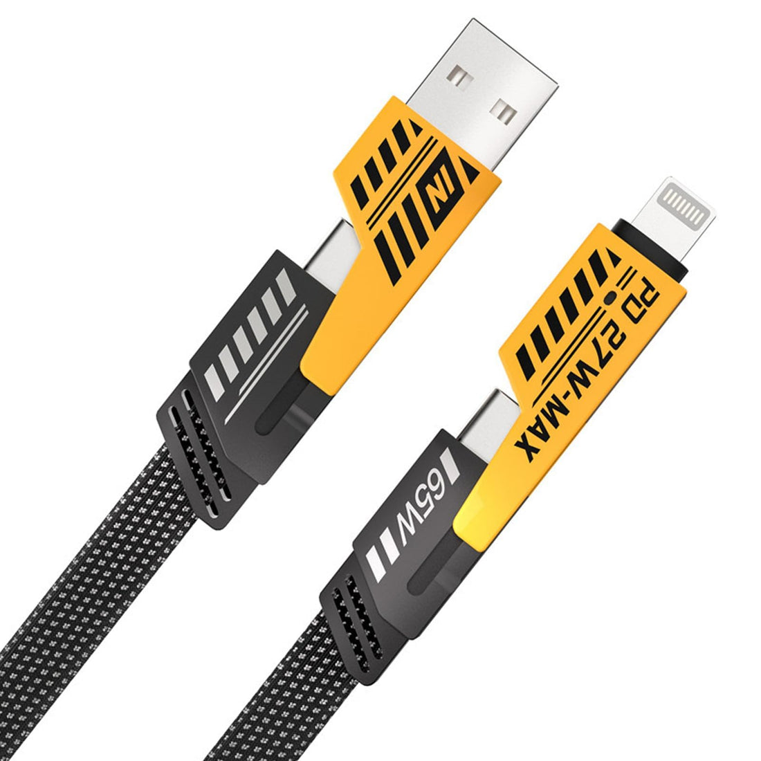 NALACAL 4 in 1 Convertible Metal Fast Data Cable, Braided Cable 65W 3.9ft USB C USB A, Multiple Charging Cable for iPhone/iPad/MacBook Pro/Airpods/Samsung/Android (1.2M)