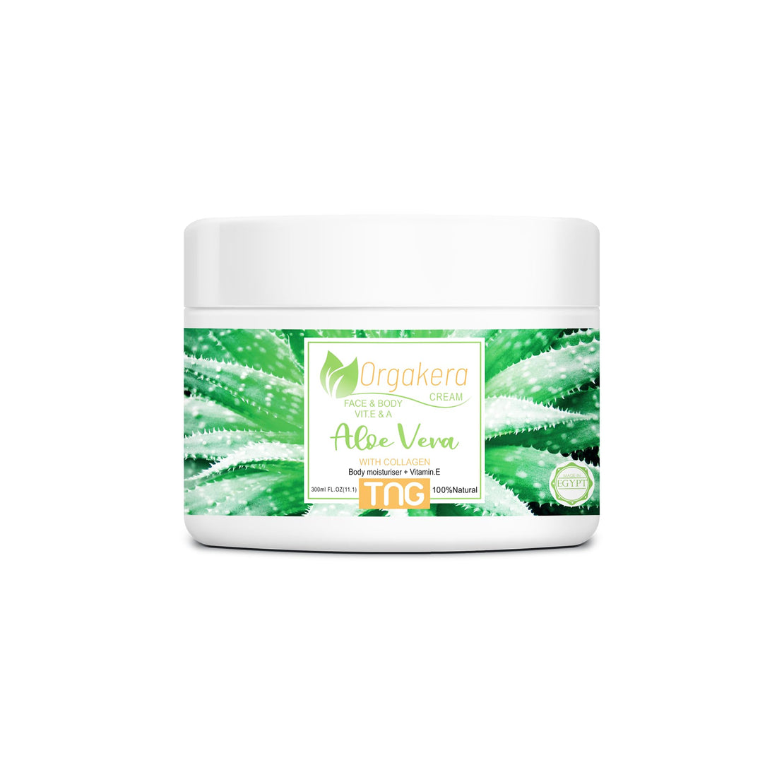 Orgakera Aloe Vera Cream for Dry & Sensitive Skin – Moisturizing Skin Cream with Organic Aloe Vera Extract for Skin Soothing, Hydration & Daily Care 300ml