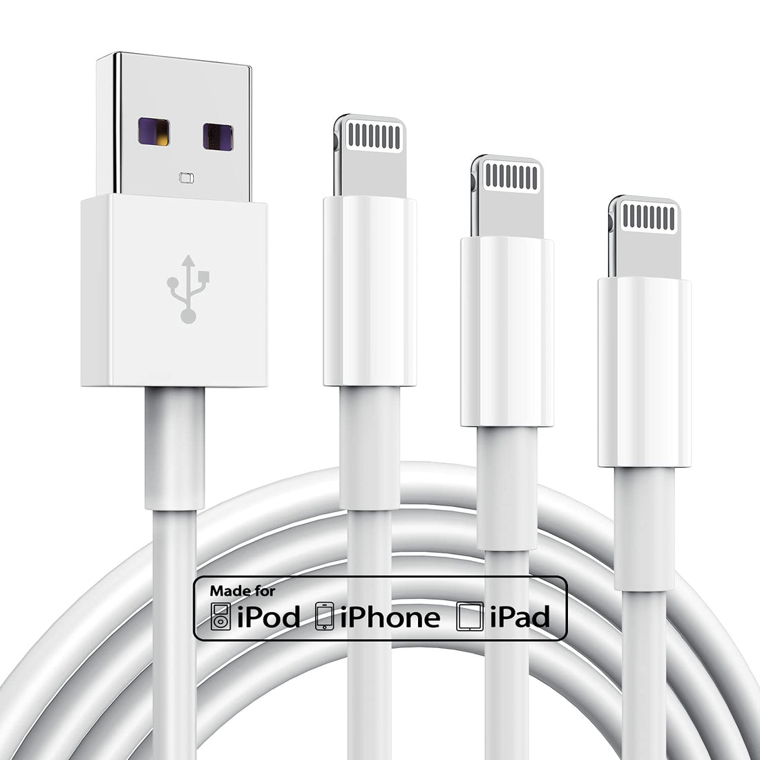 3 Pack Apple MFi Certified iPhone Charger Cable 6ft, Apple Lightning to USB Cable Cord 6 Foot, 2.4A Fast Charging,Apple Phone Long Chargers for iPhone 12/11/11Pro/11Max/ X/XS/XR/XS Max/8/7/6/5S/SE