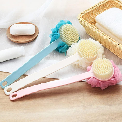 Bath Brush Shower Body Brush Exfoliator Bath Back Brush Bath Pouf Bath Body Brush Body Wash Sponge Handle Body Brush Scrubber Sponges Exfoliating Body Brush Loofah-MULTICOLOR