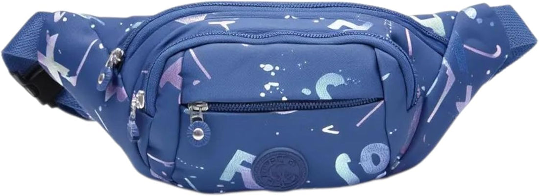 Waterproof Waist Bag for Hiking, Cycling, Running, Travel, Unisex Belt, Shoulder Bag, Chest Bag, Waist Pack for Women and Girls, Random letters (blue)