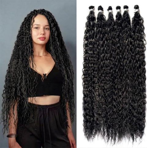 22 Inch Braiding Hair for Boho Braids Deep Wave Bulk fiber Hair for Braiding Bohemian No Weft 1 Bundles 110g Natural Color-YSY-1B-6pcs