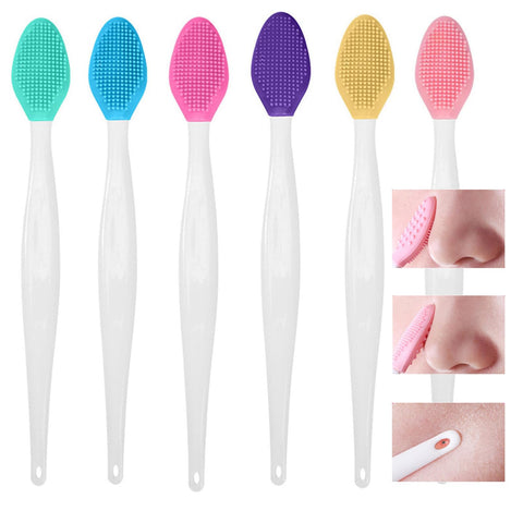 6 PCS Pore Scrubber, 3-in-1 Reusable Silicone Pore Brush for Blackhead Removal, Deep Pore Cleaning & Face Exfoliation,Dual-Sided Scrubber Brush for Lip Care & Smooth Skin
