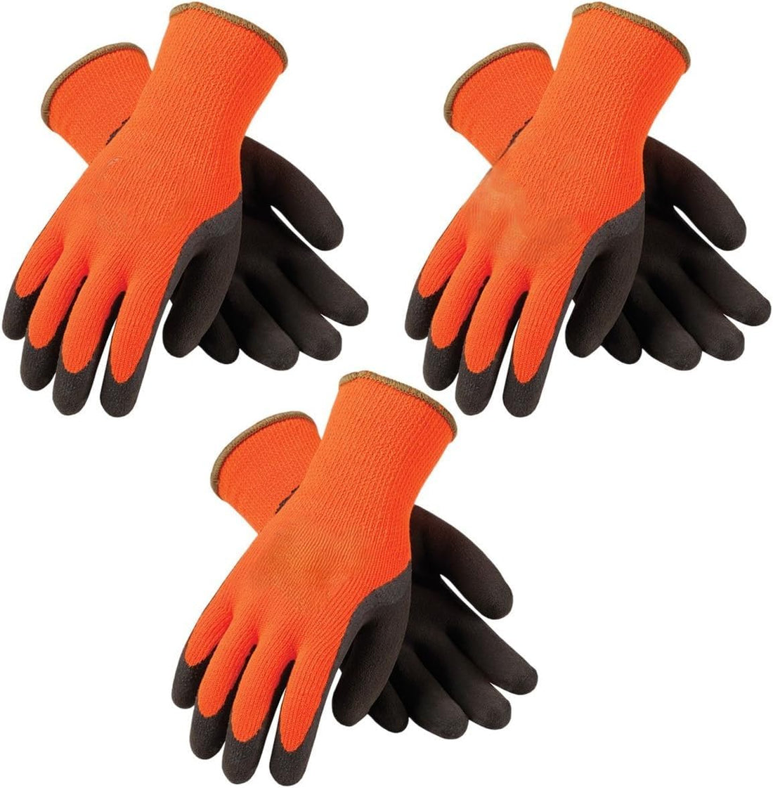 XL Work Safety Gloves – Latex Coated Grip, Multi-Purpose Protective Gloves for Gardening, Construction, Maintenance, Cold Resistant, Orange, 2 Pack