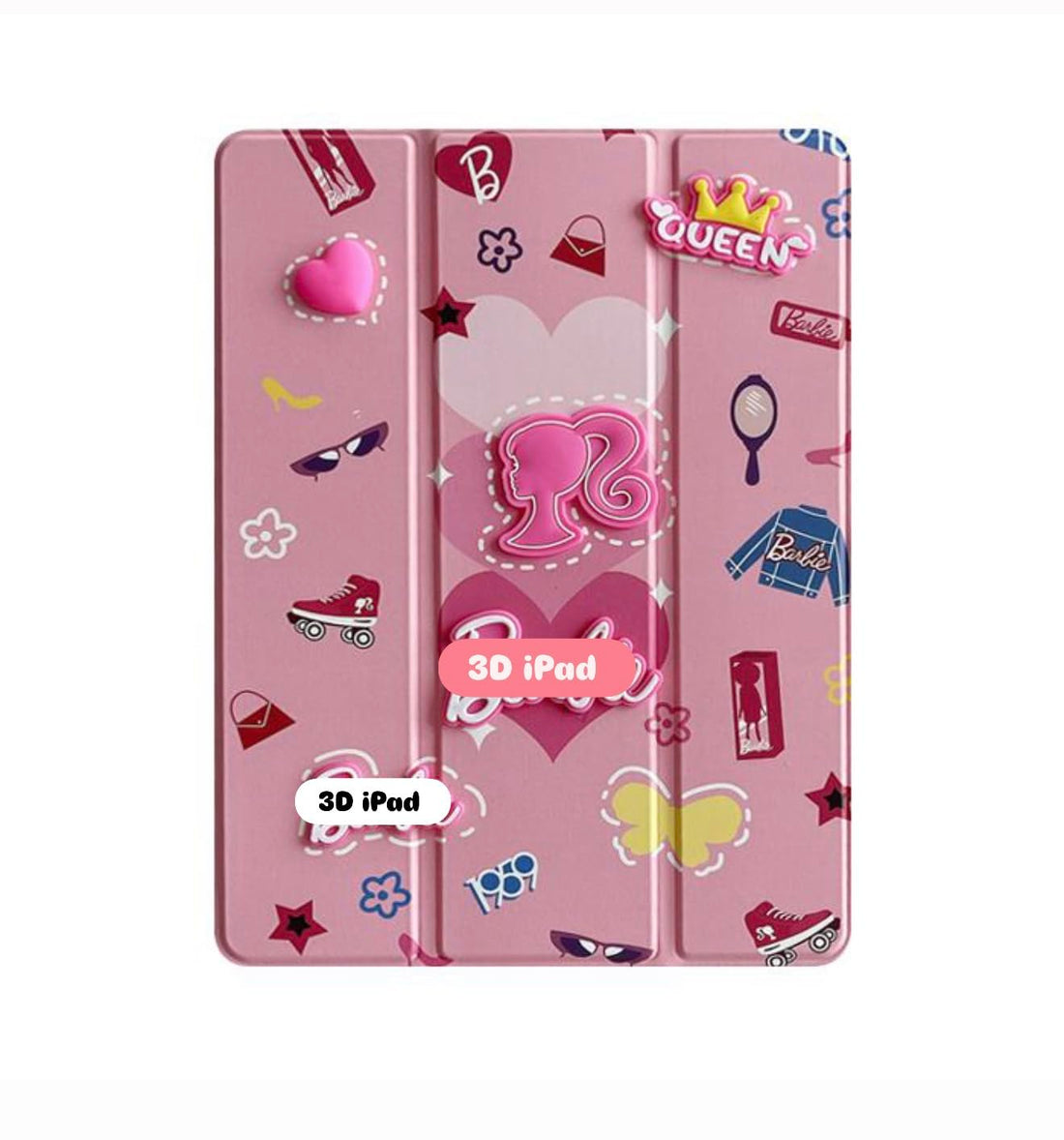 Fekra Cute 3D Case for iPad Air 13 inch Cases M2 2024 with Pencil Holder, Compatible with iPad Pro 12.9 6th/5th/4th/3rd Generation Case 2022/2021/2020/2018, Auto Wake/Sleep (S-Roses)