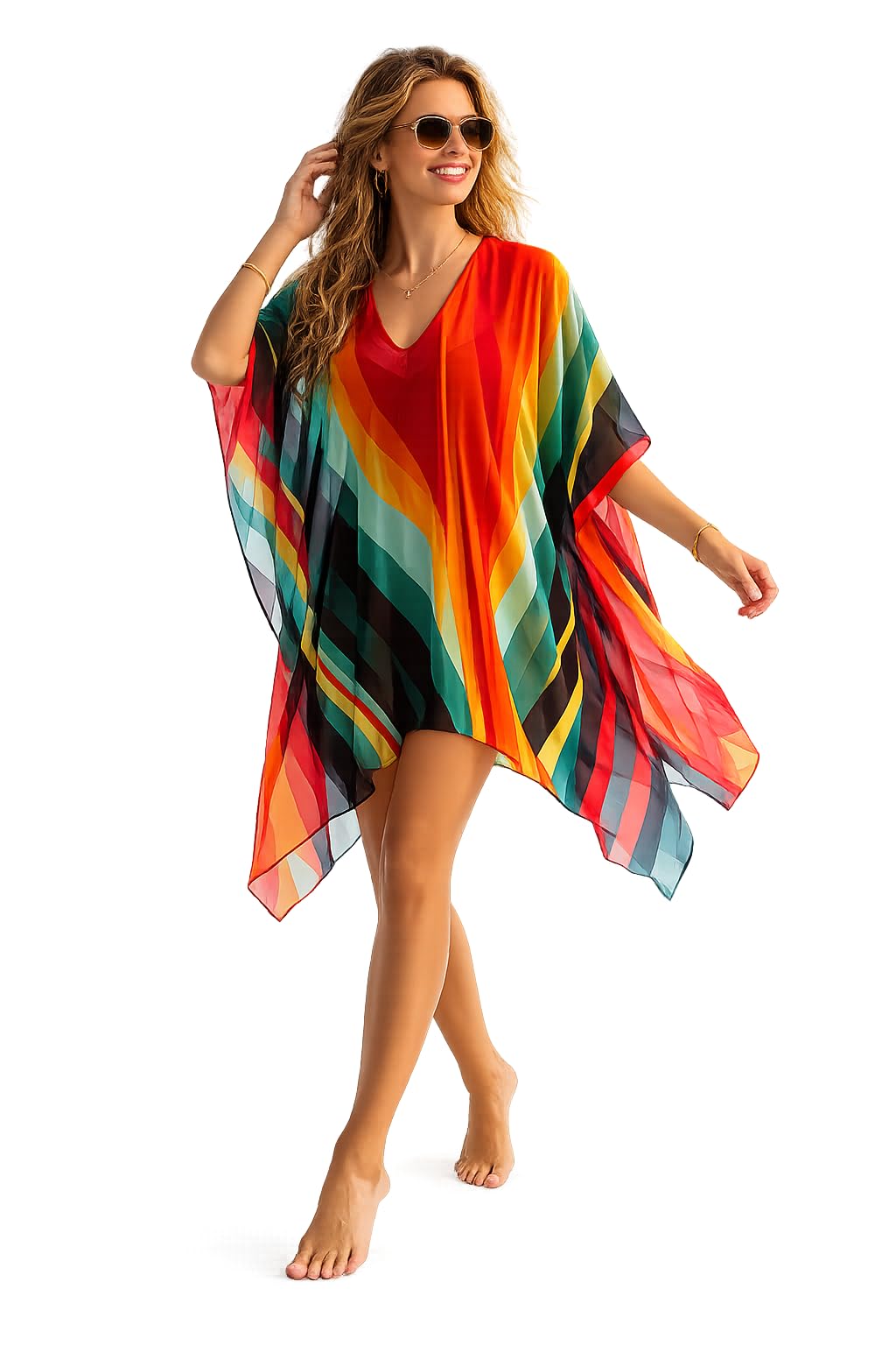 Women's Swimsuit Cover Up, Flowy relaxed Dress for Beach, Pool, Vacation, Lightweight Breathable chiffon Fabric