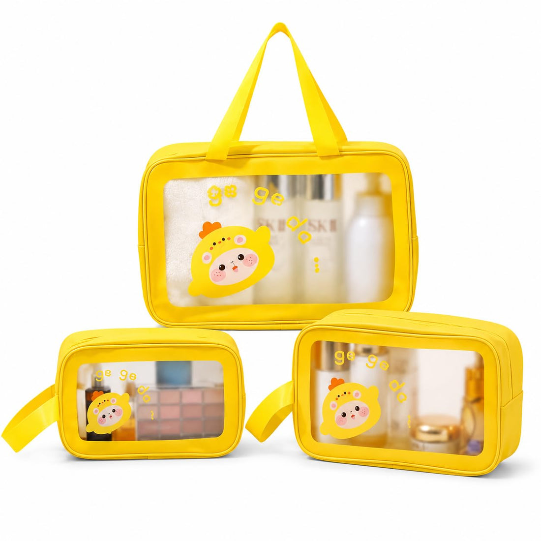 3-Piece Waterproof Cosmetic Organizer Set, Travel Toiletry Bags for Makeup, Shampoo, Skincare and Accessories, Washable Storage Pouches for Suitcase, Gym and Daily Use