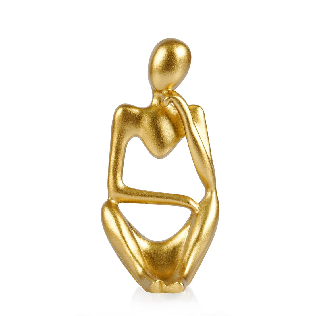 Black Resin Thinker Style Abstract Sculpture Statue Collectible Figurines Home Office Bookshelf Desktop Decor (Small-Gold-Right)