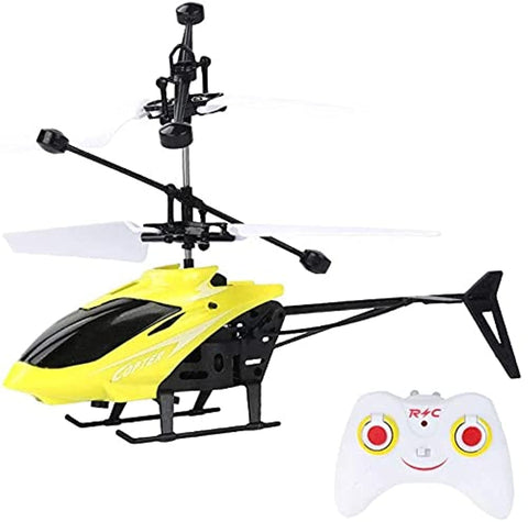 B&K Helicopter Toy Remote Control Flying Induction Hover And Remote Control Rechargeable Infrared Induction Drone Mini Led Flashing Light (Helicopter Yellow)