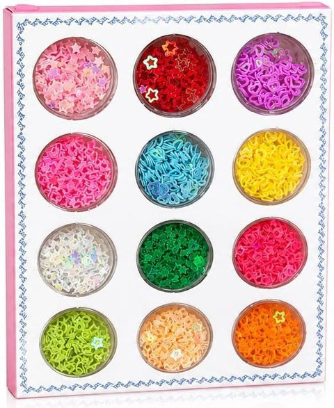 Nail Glitter Set, 12 Colours Fine Glitter Powder for Natural Nail Art Decoration