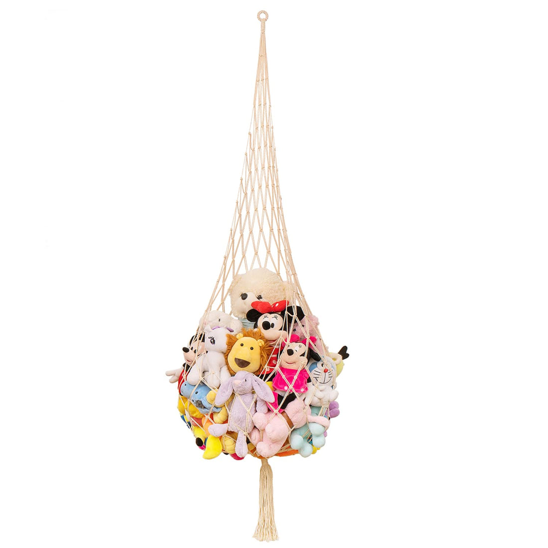 Novel Stuffed Animal Net or Hammock Macrame Toy Display- 6.5ft H,One Hook! Perfect for The Tiny Space in Corner,Wall Ceiling Hanging Net, Stuffies Animal Storage for Kid Room Bedroom Playroom Decor