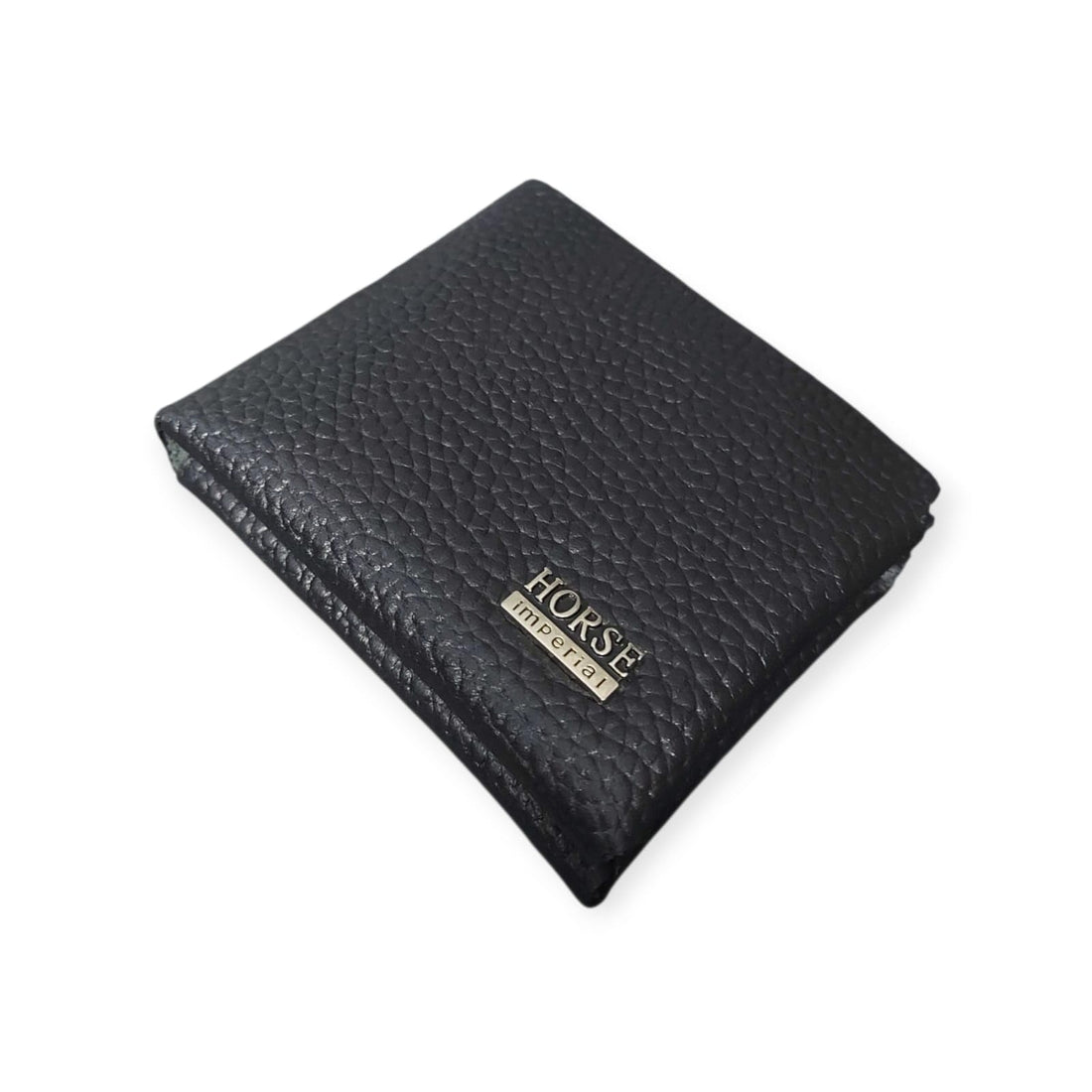Horse Imperial Leather Card Wallet with Snap Button Closure, Beige (black)