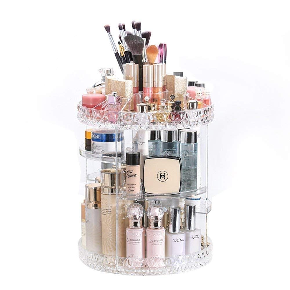 Makeup Organizer 360-Degree Rotating Adjustable Multi-Function Acrylic Cosmetic Storage