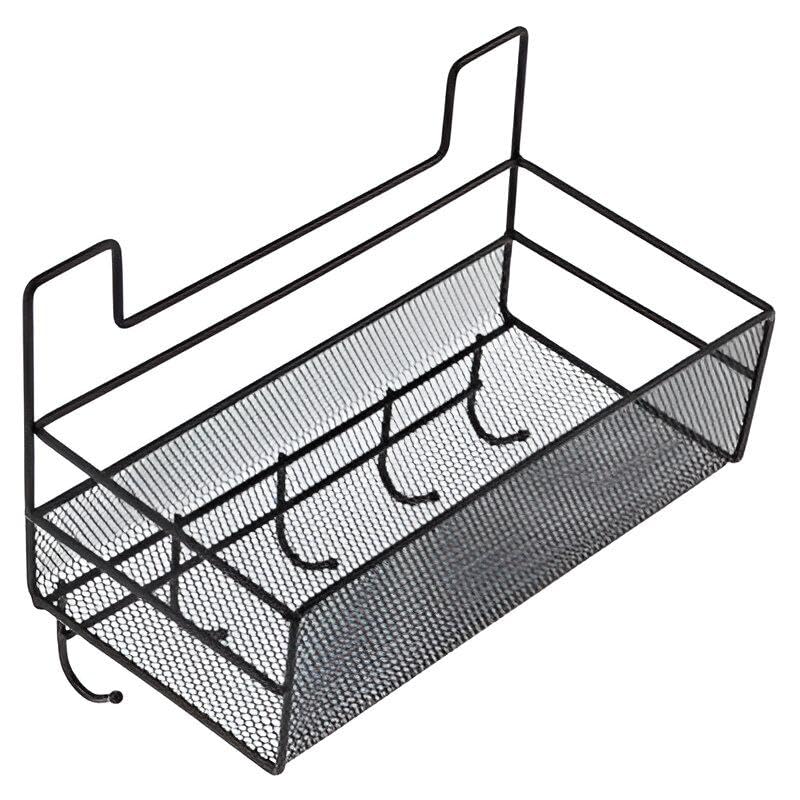 Shelf Organizer - Stylish large shower shelf with 4 additional hooks for easy storage, no drill or screws required! Durable rust-resistant material perfect for cosmetics.