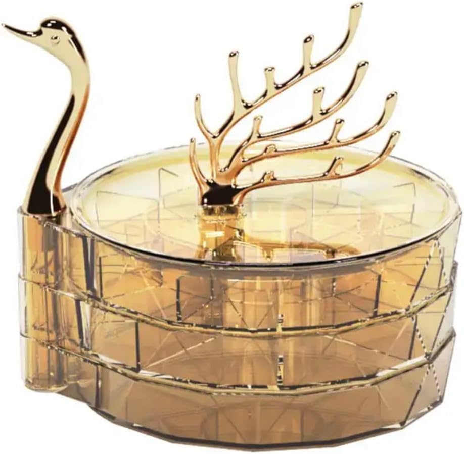 Nopatia Gold 3 Tier Mobile Accessory Organizer with Lid – Stylish Acrylic Material Versatile Organizer