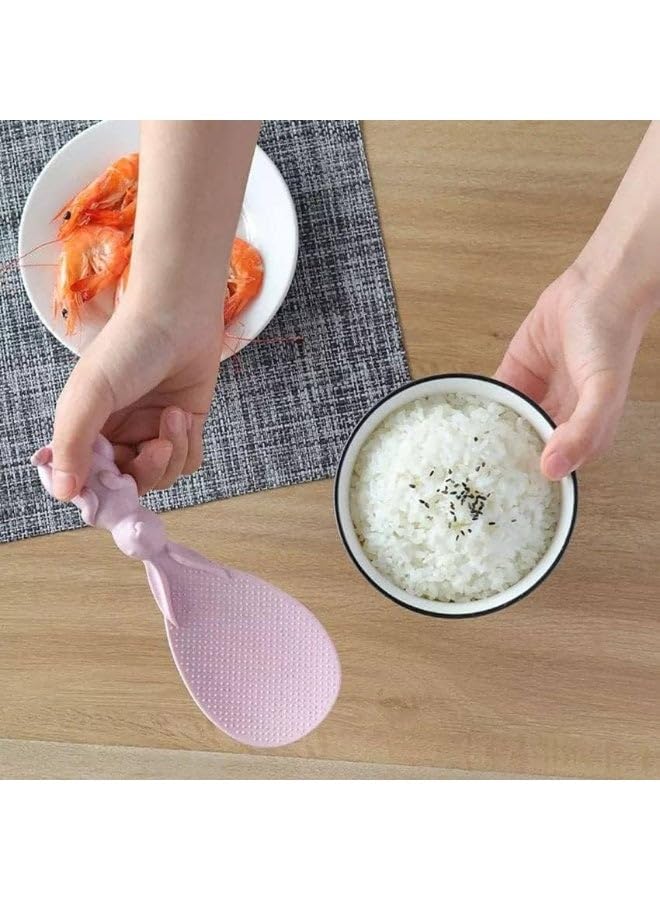 Wheat Straw Rice Spoon â€“ Stand-Up Non-Stick Rice Shovel for Rice Cookers, Creative Cartoon Design, 1PC, Random Color