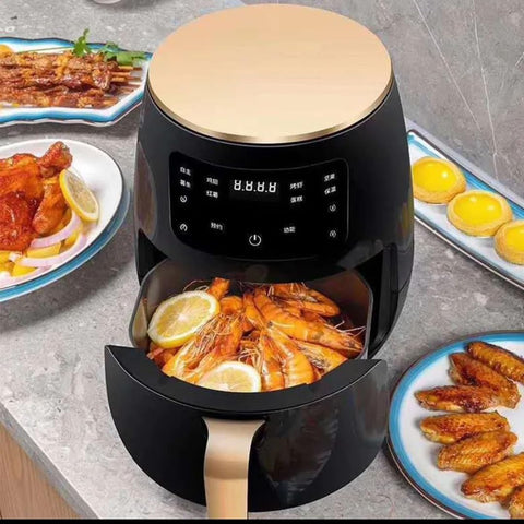 Extra Large Air Fryer, 6L Capacity, 2400W, Digital Display, Black and Rose Gold