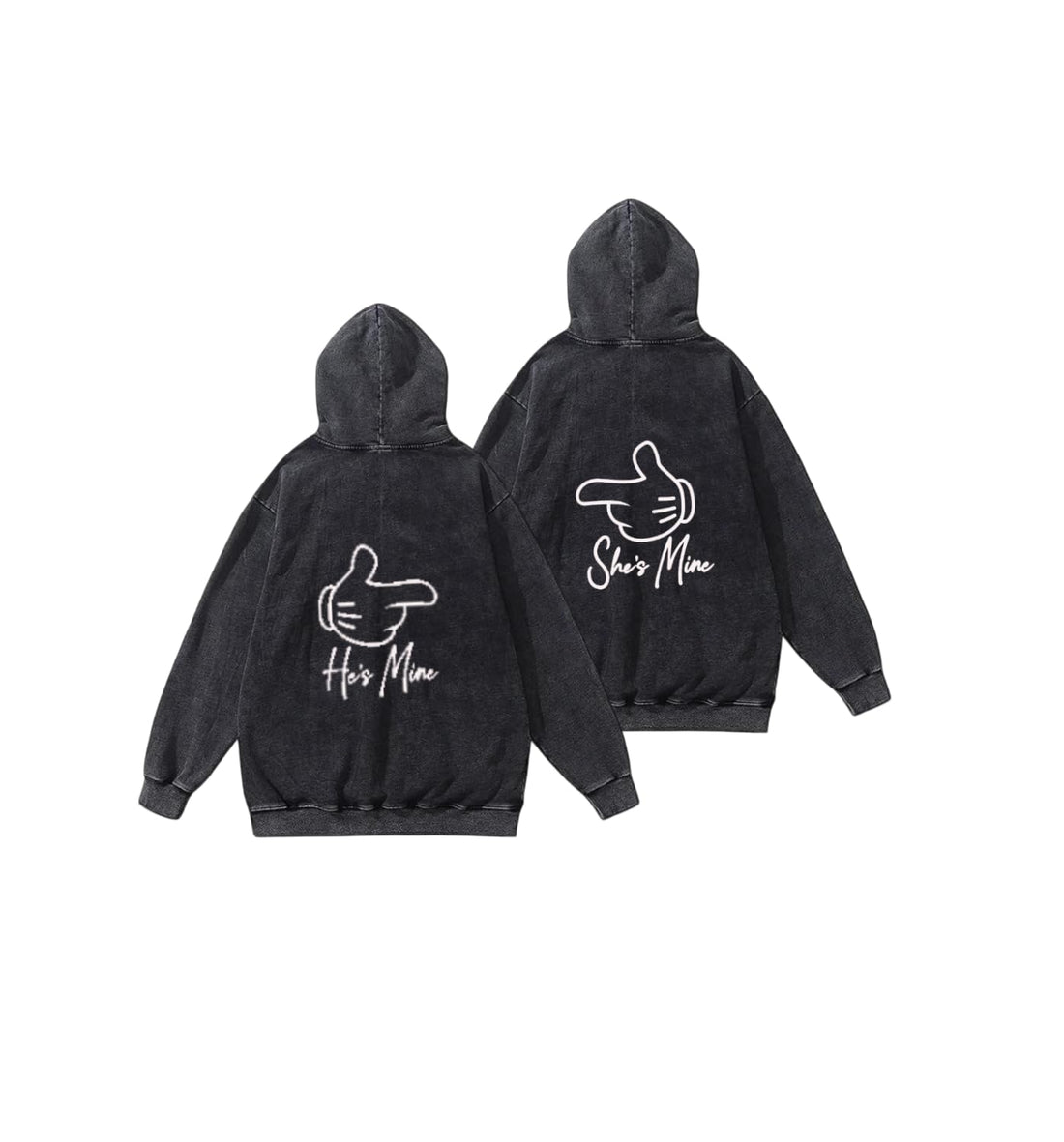 She's Mine He's Mine VaIentine CoupIe Hoodie Washed 11