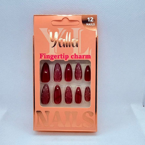 Glossy Press On Nails for Women 9 colors – Reusable Fake Nails Set – Artificial Stick On Nails with Natural Look – Salon Style False Nails Manicure (Red 2)