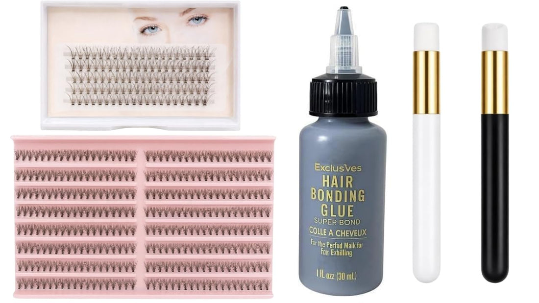 DIY Lash Styling Kit with LC123 One by One Lash Tray, 20D One by One Lash Tray, 2 Lash Shampoo Brushes and 1 Lash Glue for Lash Routine Use