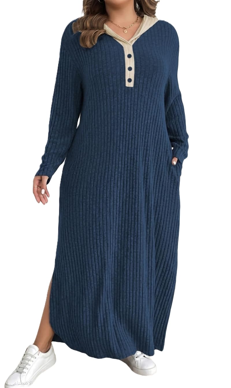 Sundos Women's Petit Dress Rip Cotton Draw On Casual Home Abaya Long Sleeve Comfortable Sleep Dress Open Sides Size 60-90KG Code 5011