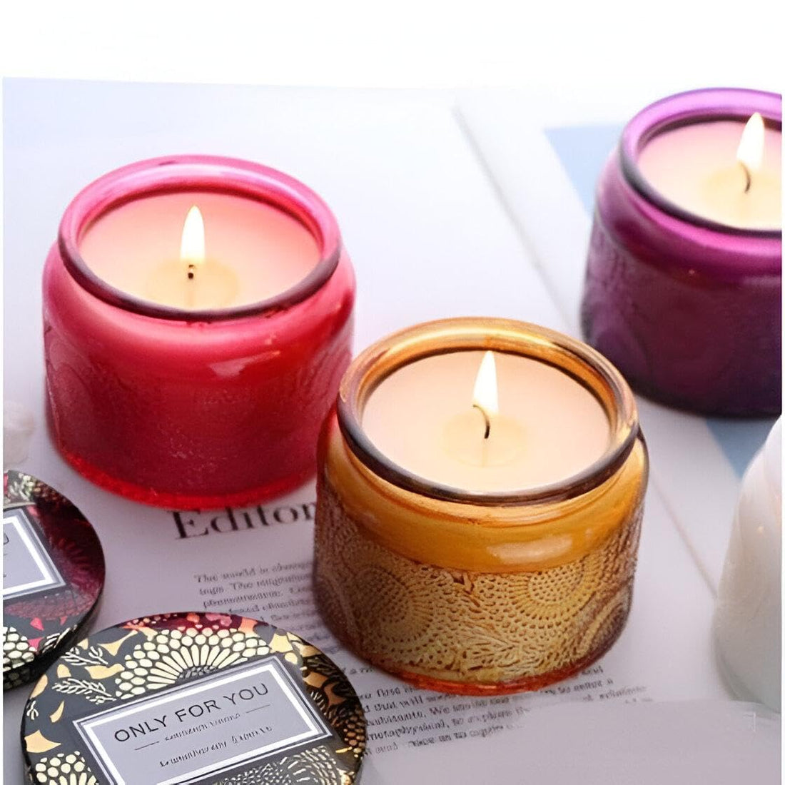 Scented Candles - Unleash Your Creativity with Sun, Moon and Star Embossed Glass Candle Vessels, Multi-Use Perfect for Small Business and Home Decor (3 Pack)