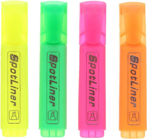 Generic Chisel Tip Highlighter Pen - Set of 4 - Bright Colors for Best Signs of Important Sentences