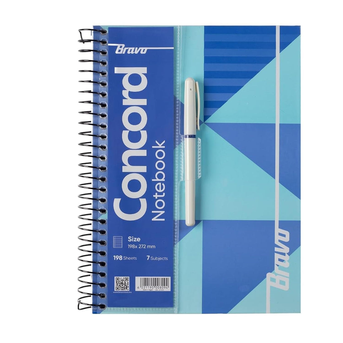 Bravo New Concord Notebook with Pen, Large, 198 Sheets, Blue