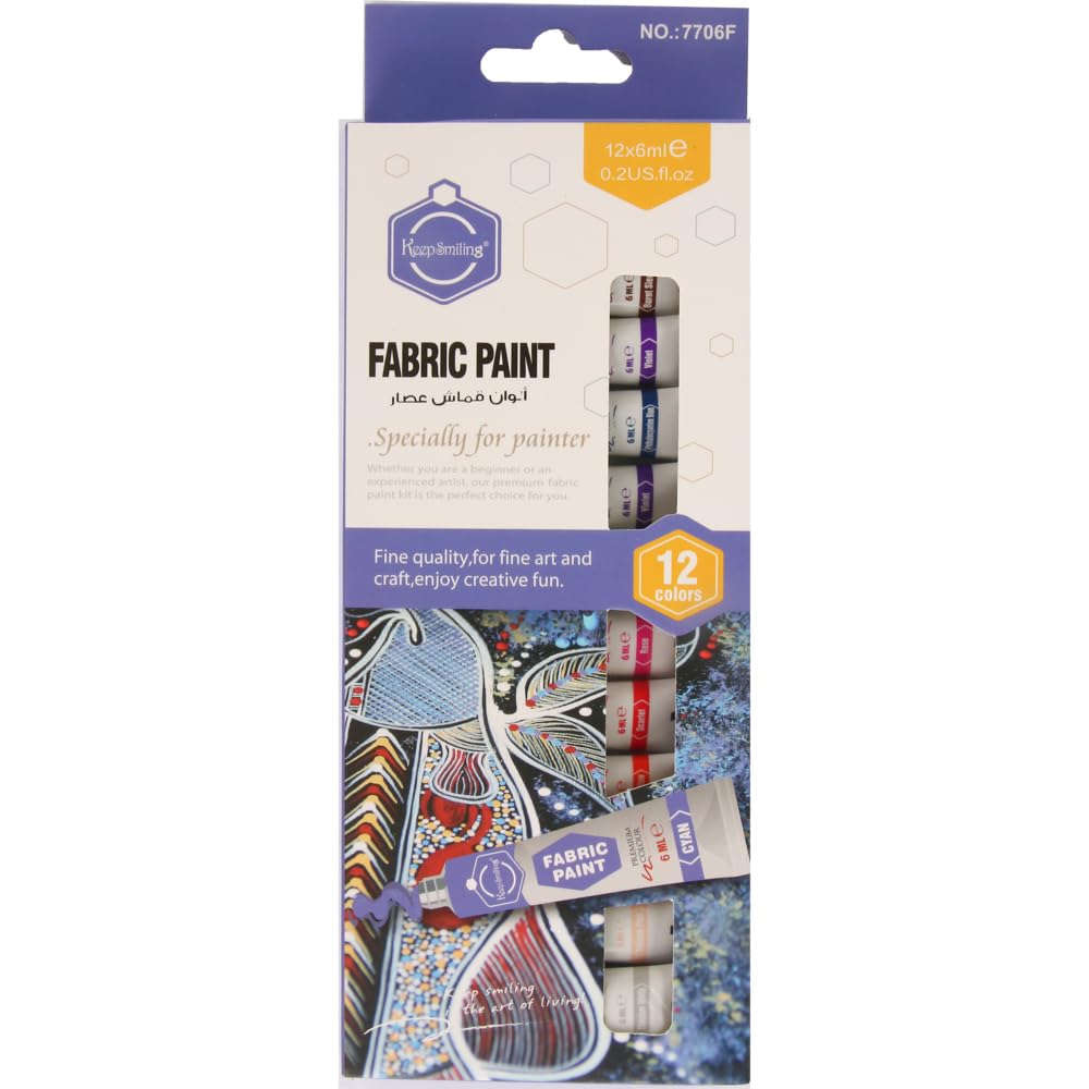 Keep Smiling Fabric Colors (6ml) Pack Of 12 Pieces - Multicolor